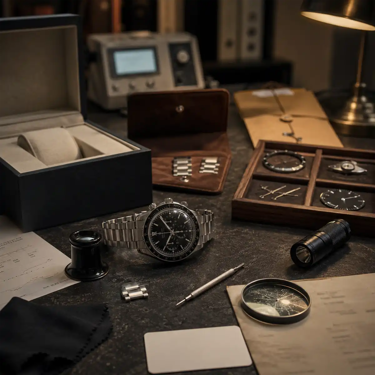 Pre-owned Omega Speedmaster Reduced reference 3510.50 shown alongside a Moonwatch, illustrating the difference buyers must check by reference number